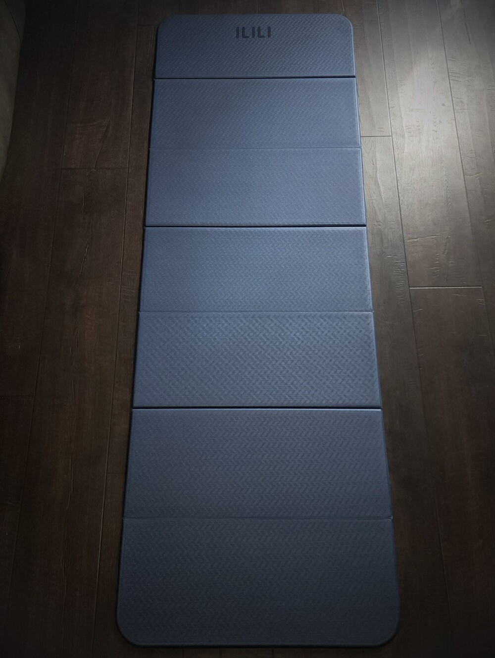 ILILI Foldable Yoga Mat 71" x 24" Blue TPE Non-Slip Exercise Fitness Mat